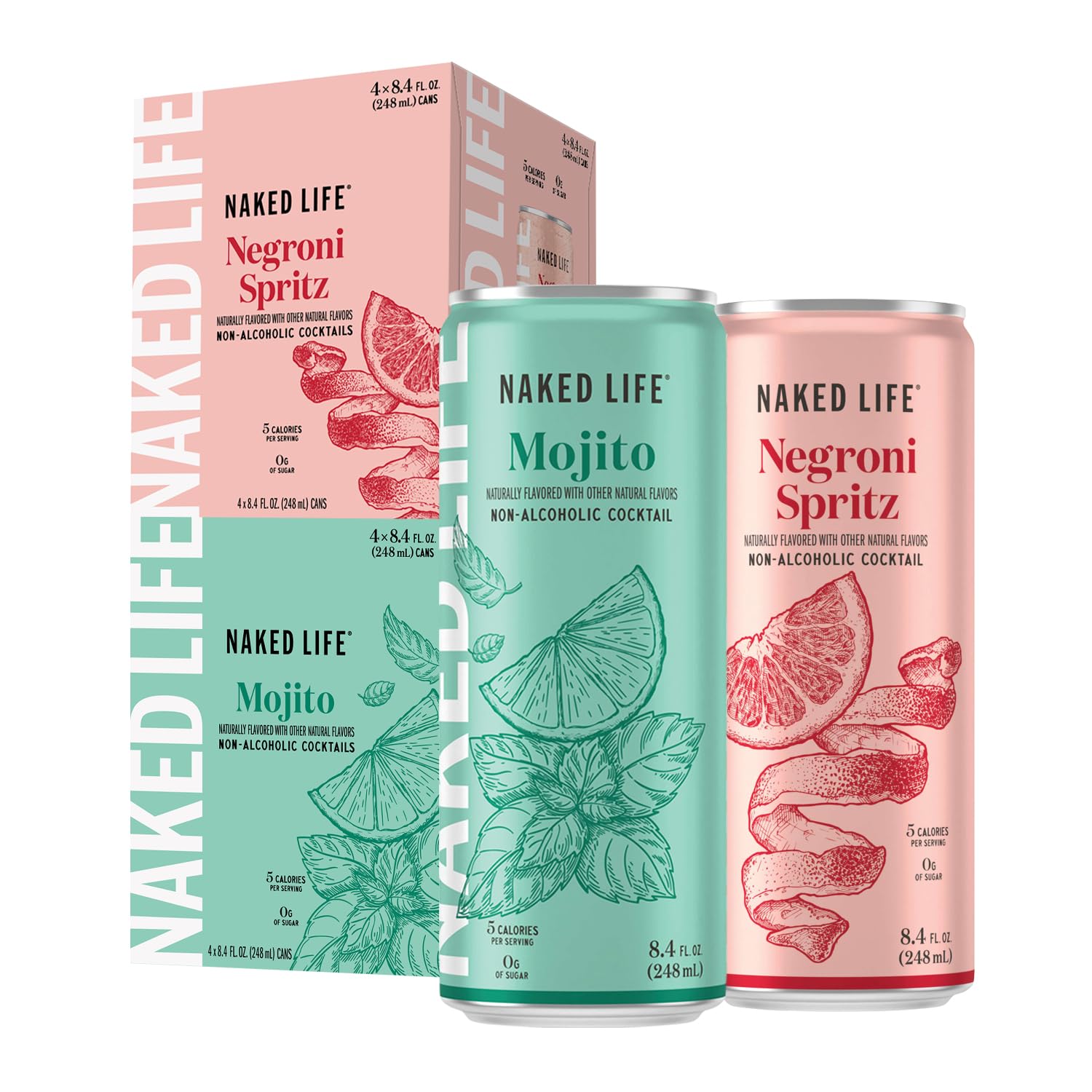 Amazon.com: Naked Life Non-Alcoholic Drinks, Mojito 8.4 Fl Oz Cans