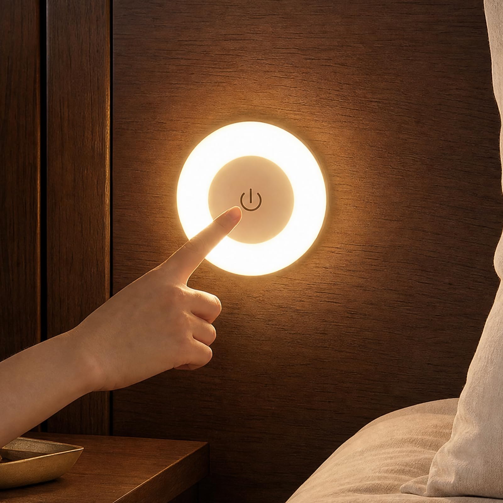 Spoworovi Rechargeable Night Light, Portable Wireless Touch Night Light with 3 Colour Modes, Stepless Dimming, Magnetic Installation for Home, Closet, Bedside and Reading