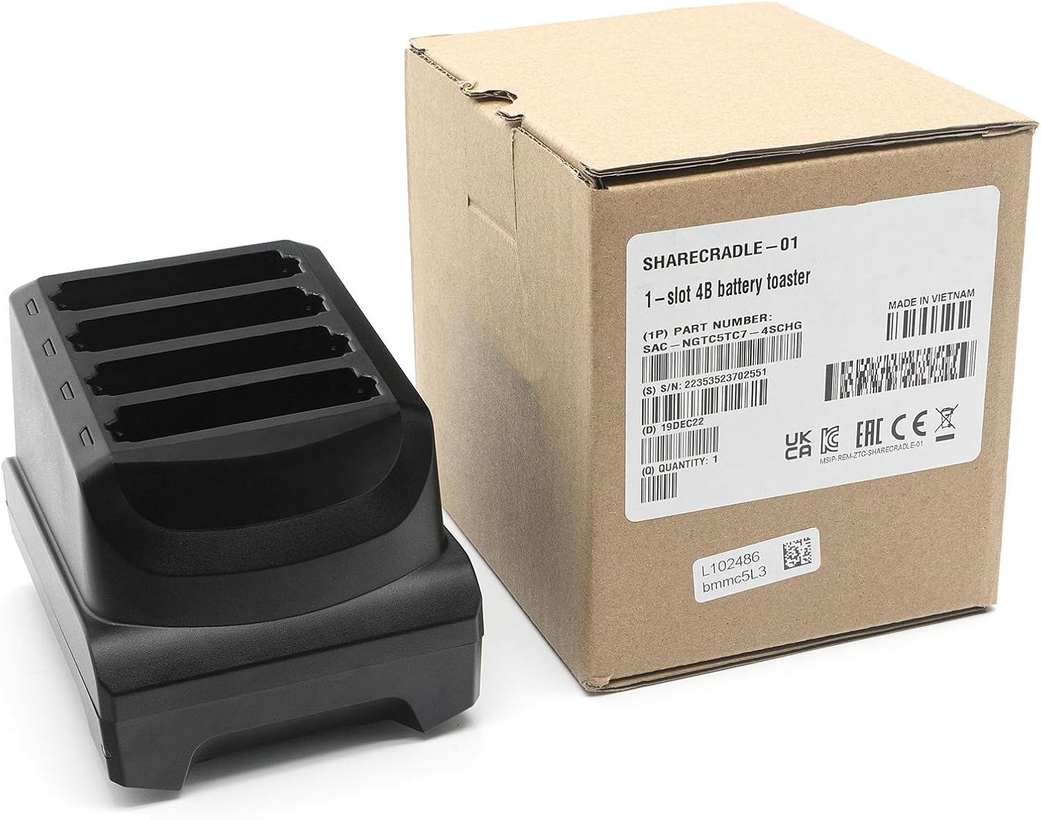 4-Slot Battery Charging Cradle Kit for Zebra TC53 TC58 TC73 TC78 Barcode Scanners | Compatible with BT-000442 Battery - Charger Station with Adapter SAC-NGTC5TC7-4SCHG