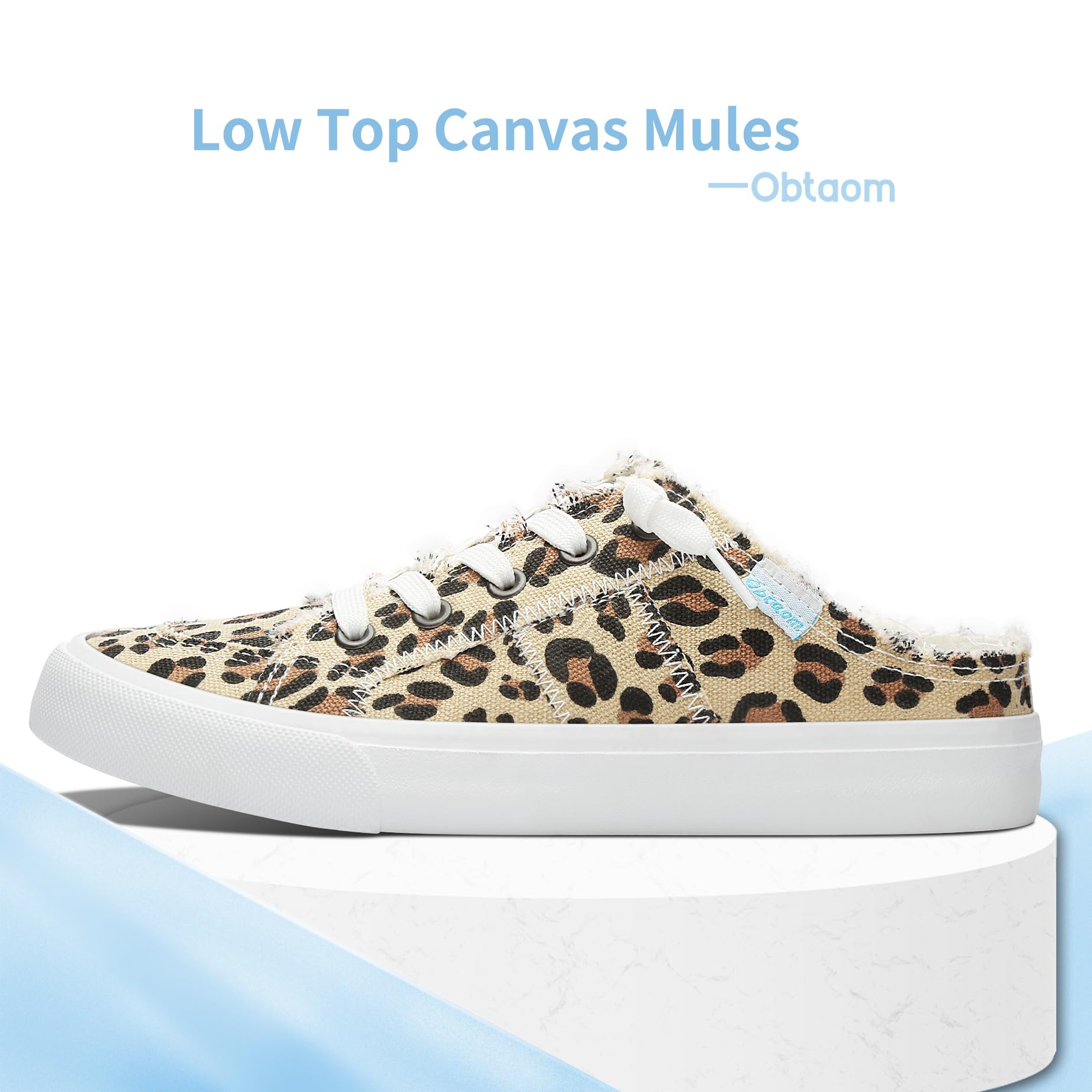 Condition photo showing New/Like New for obtaom women canvas mules memory foam clipper fashion sneakers comfortable slip-on mule backless holiday shoes