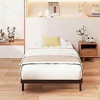 Vista 6 de Base de cama de perfil bajo con somier metálico de 1,6 pulgadas, resistente para cama individual, base de colchón robusta, fácil montaje, sin