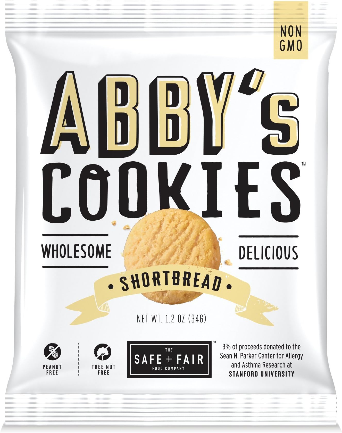 The Safe + Fair Food Company Abby’s Cookies – Nut Free Shortbread Cookies – Non GMO, Whole Grain, Clean Label Snacks - Shortbread, 36 Count