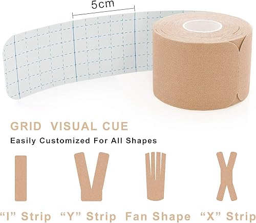 Miniatura 3 de MUEUSS Cinta de kinesiología precortada, cinta atlética elástica impermeable, cinta deportiva, cinta muscular, cinta de embarazo para soporte de