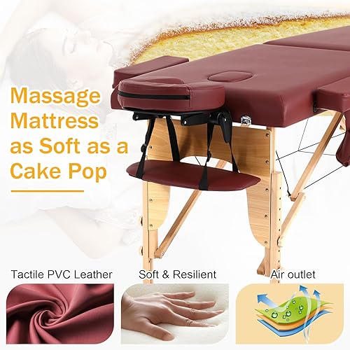 Miniatura 2 de Mesa de masaje, mesa de masaje portátil con funda de transporte, cama de spa más suave, mesa de masaje de madera resistente, cama de pestañas, cama