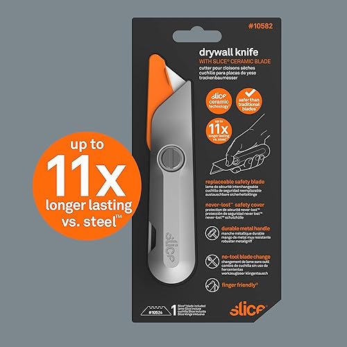 Miniatura 6 de Slice 10582, cuchillo para paneles de yeso, mango ergonómico de aluminio para cortes más fáciles, tapa de seguridad adjunta, cuchillas de cerámica
