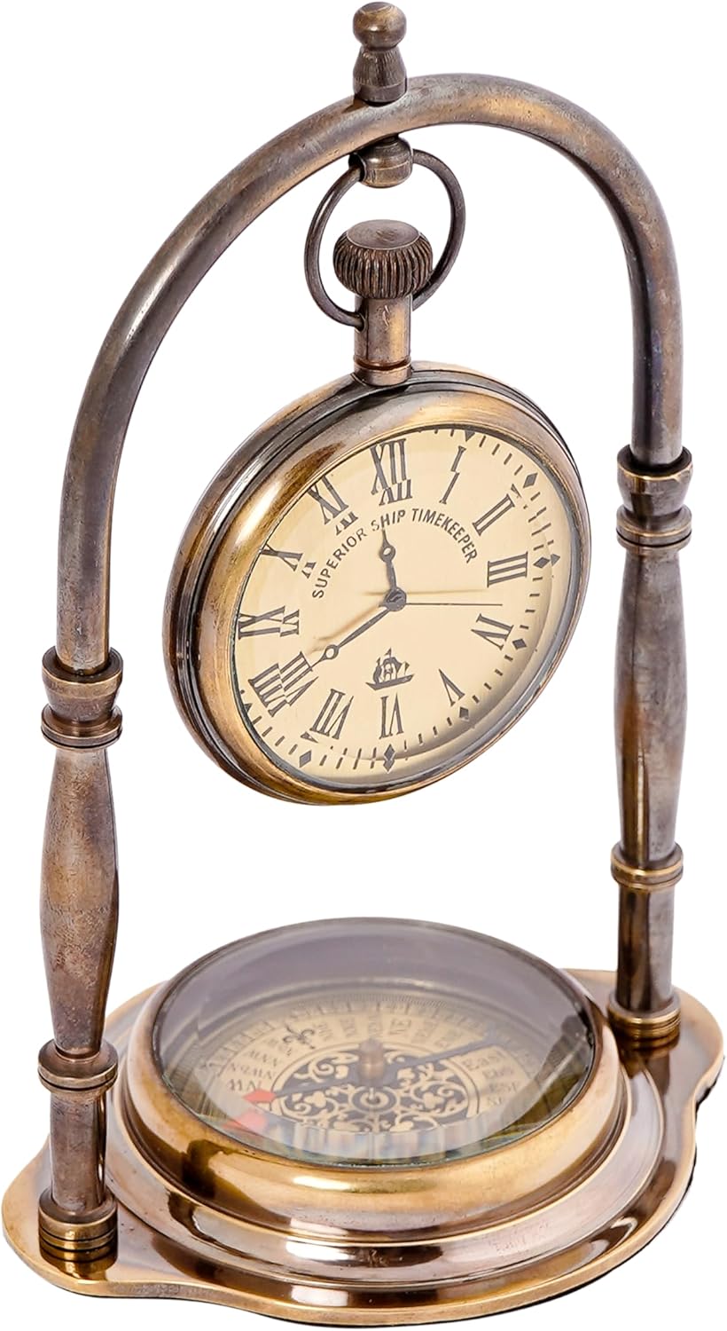 Reloj de mesa pequeño vintage antiguo  Reloj de mesa para sala de estar  Diseño náutico vintage, elegante decoración del hogar u oficina  Mesas de