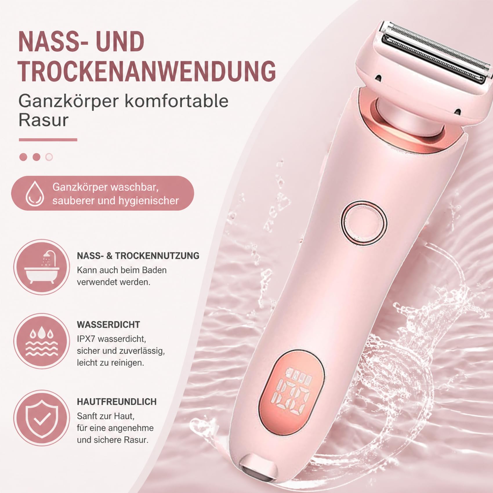 Boulina Rasierer Damen, 2-In-1 Glisse Pro Rasierer, Einfach Zu Reinigen, Sowohl für Den Nass- Als Auch für Den Trockengebrauch Geeignet für Beine, AchselhöHlen und Bikinizone (Blau*1)