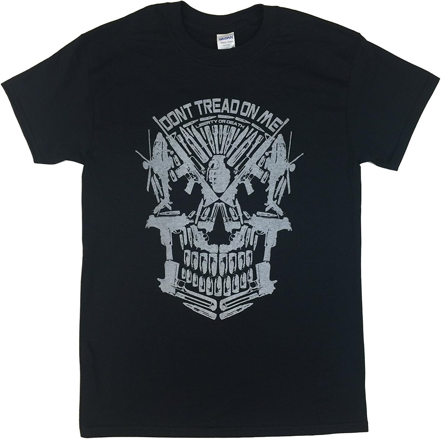 Don't Tread on Me Skull AR-15 UZI Desert Eagle Liberty or Death T Shirt(X-Large)