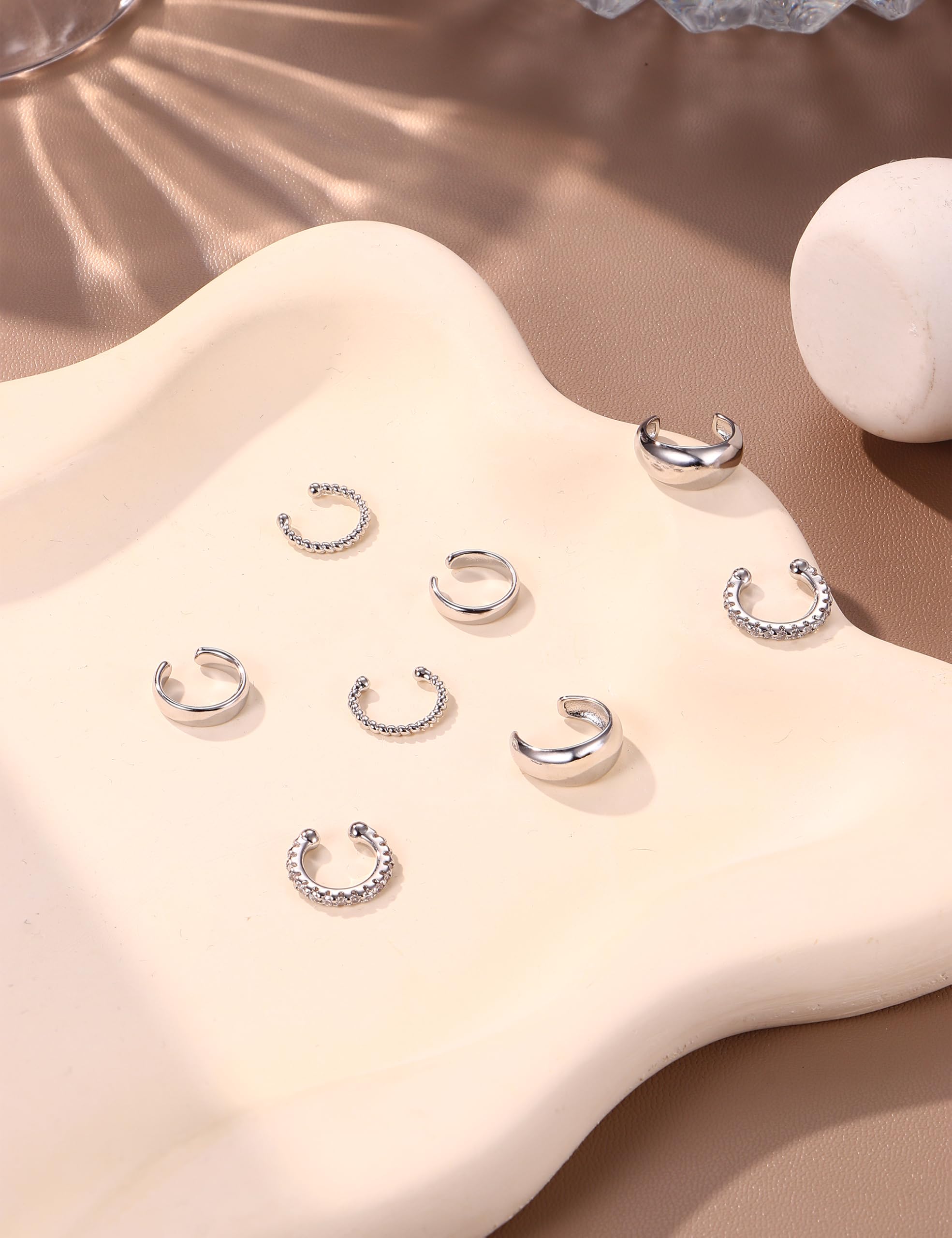 Morfetto Ear Cuff Orecchini Senza Buco Donna - 4 Paia Ipoallergenici Orecchini Clip Placcate Oro 14K | Non Ossidano, Earcuff per Cartilagine e per Chi Non Ha i Buchi