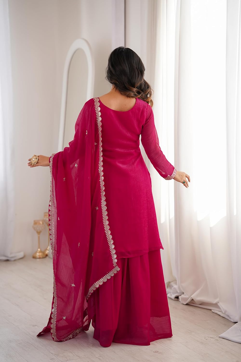 Party Wear Ready To Wear Indian Pakistani Sharara Floral Embroidered Georgette Suit for Women