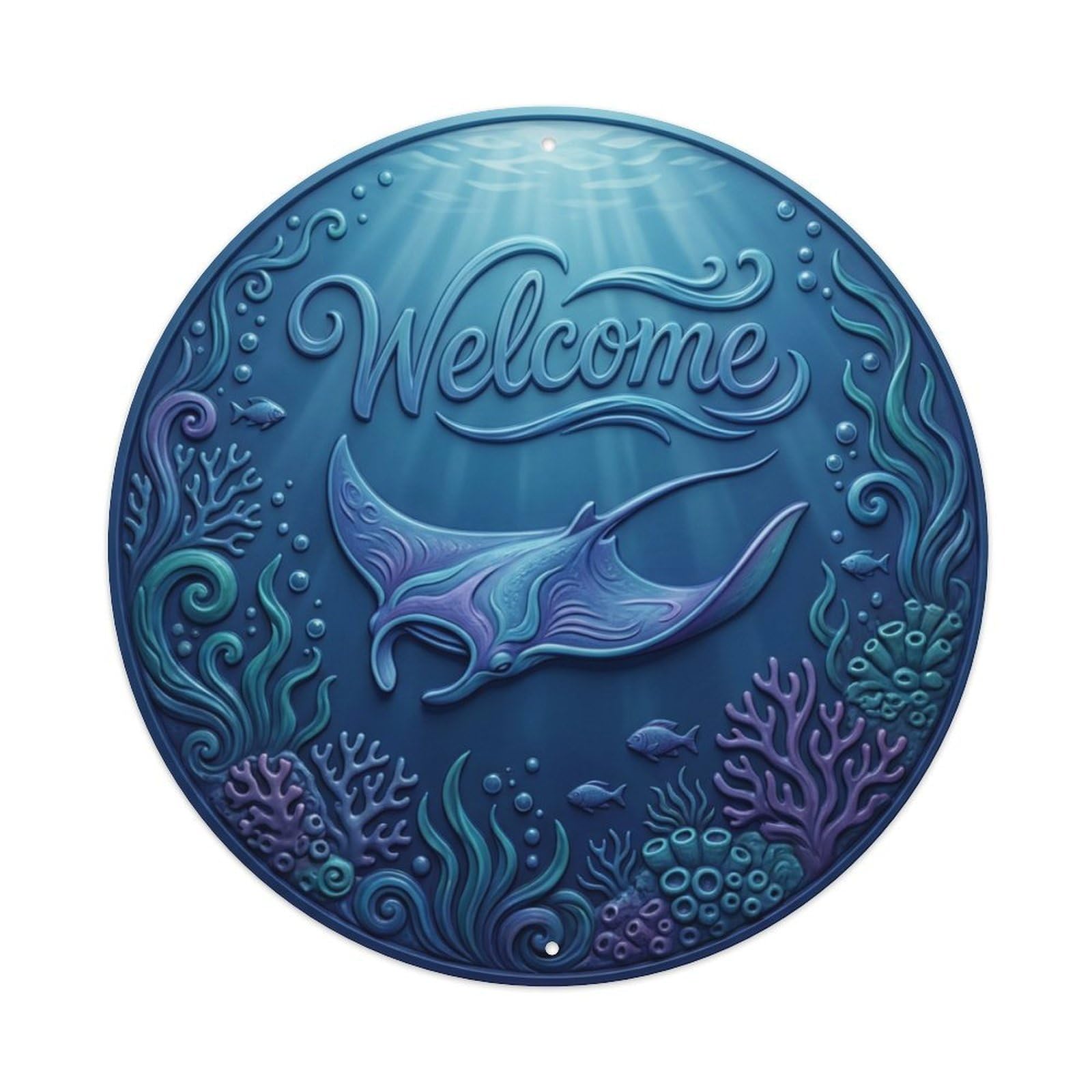 Tgrcjimh Style Metal Tin Sign Manta Ray Welcome Ocean Glide