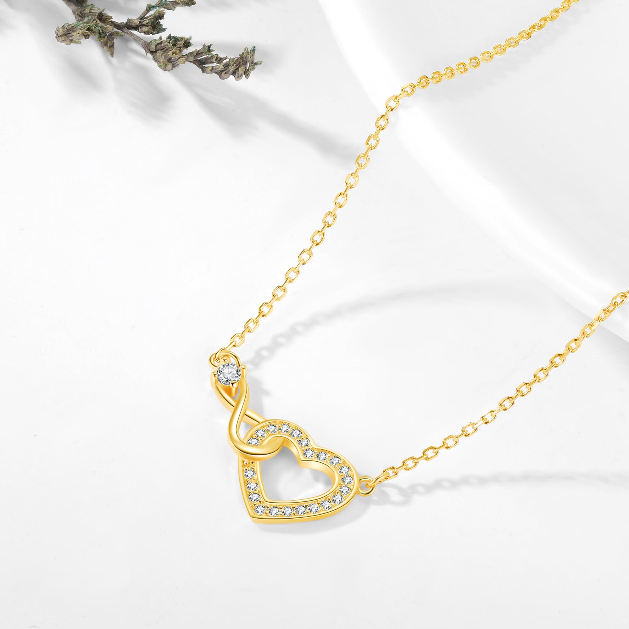 Jrêveinfini Infinito Corazón Collar Mujer Niña Plata de Ley 925, Regalo Cumpleaños Aniversario día de San Valentín con Caja de Regalo, Ajustable 40+5cm