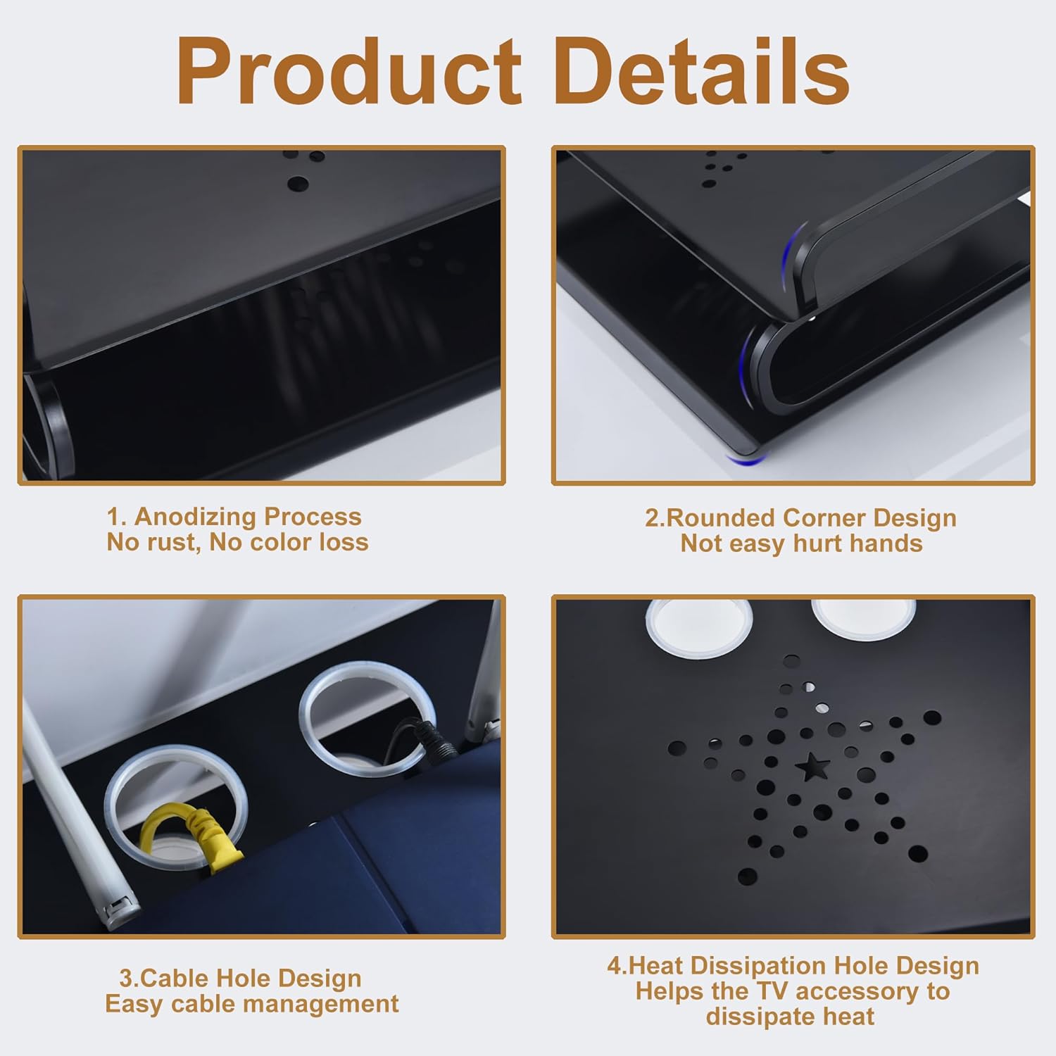 HNVNER Floating AV Shelves,Projector Wall Mount DVD Shelf,Floating Entertainment Center Bracke Under TV for Cable Boxes/Games Console/DVR/TV Accessories (Double Layer)