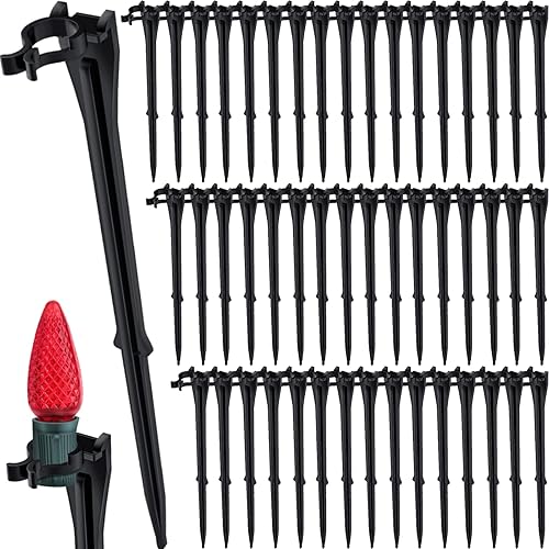 Miniatura 8 de Estacas de luz de Navidad de 10 pulgadas universales para patio, césped, vacaciones, tira de luces C7 C9, estacas de tierra para luces de Navidad al