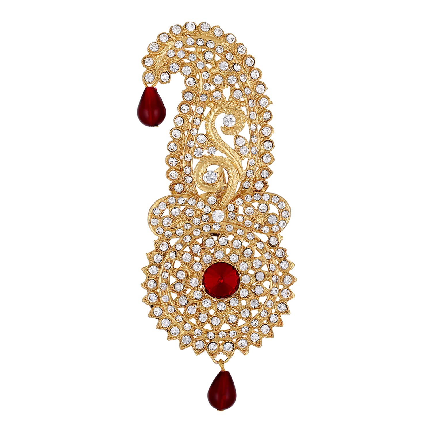 Mahi Red and White Crystals Kalangi Brooch for Groom/Men (KL1001003G) (B0BMLYJ5KF) Amazon Price History, Amazon Price Tracker