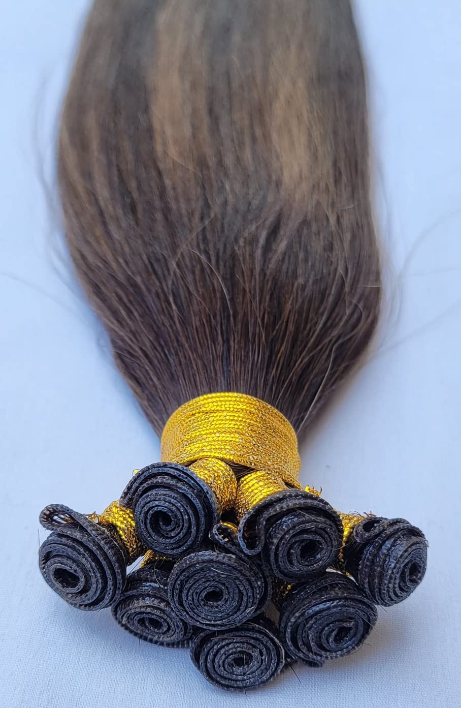 Hair Faux You 20" Hand-Tied Weft Hair, 8 Bundles, 100 grams, Soft Silky Straight,100% Human Remy Weft Hair Extensions #Rooted Ombre Balayage , #B2/6 .The top (3 inches roots) is #2 (Darkest Brown) to a #2/6 (Highlighted- Darkest Brown with Chestnut Brown) on the bottom.