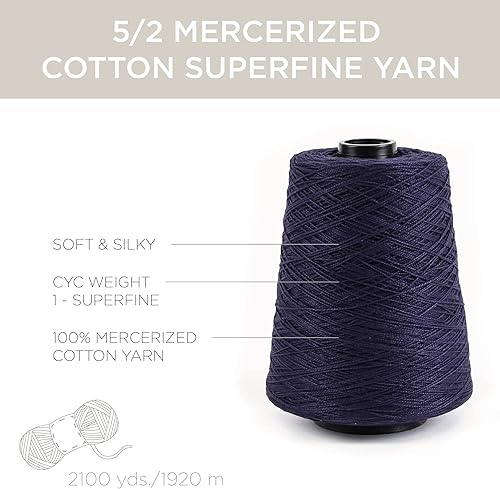 Miniatura 3 de Silk City Fibers, 52 Perle Mercerized Cotton Weaving Yarn, color azul marino oscuro