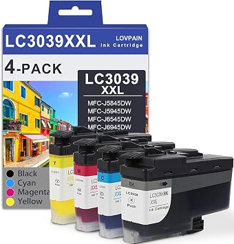 LC3039 Ultra High-Yield Black/Cyan/Magenta/Yellow Ink Cartridges4Pack - Lvan Compatible LC3039XXL Ink Cartridge Set Replacement for Brother LC3039 Ink MFC-J5845DW MFC-J5945DW MFC-J6545DW Printer