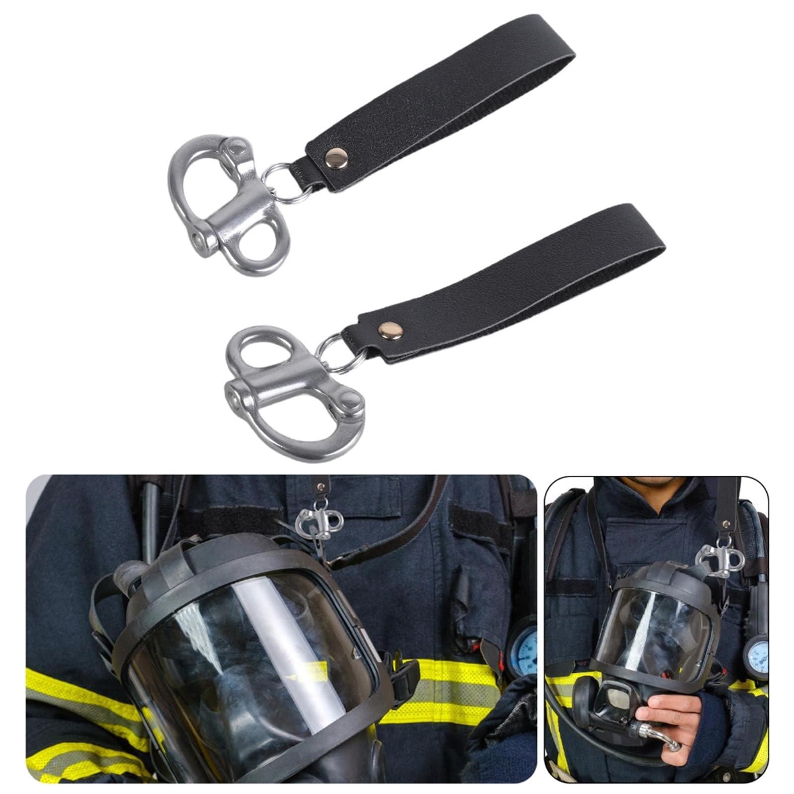 DIMITU Pack of 4 Steel Fast Release Shackles with Leather Handle Weatherproof for Outdoor Activity & Marine Activity