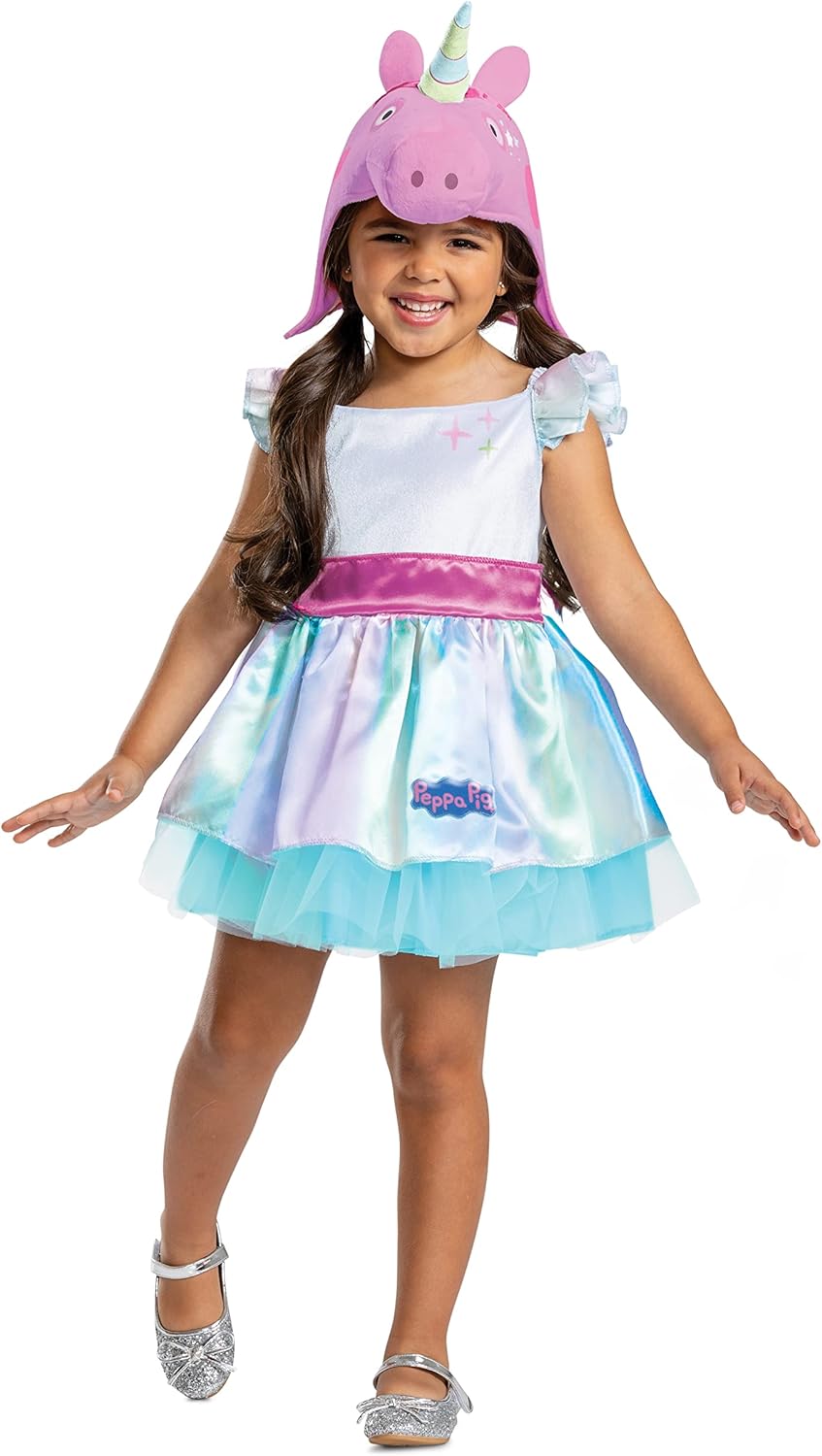 Peppa Unicorn Toddler Costume, Official Peppa Pig Costume Outfit and Headpiece
