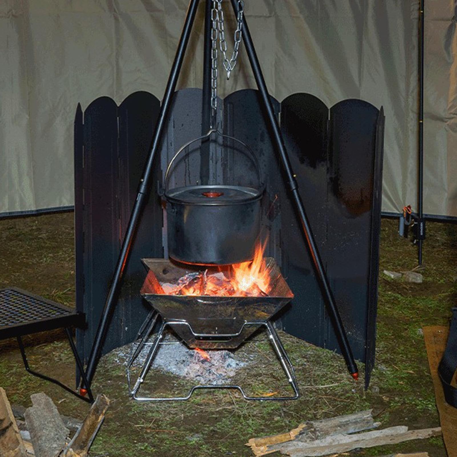 Paravento per fornelli da campeggio – parabrezza pieghevole – per esterni – nero grande parabrezza, barbecue da campeggio, falò, fornelli pieghevoli, per barbecue all'aperto, fornelli a gas