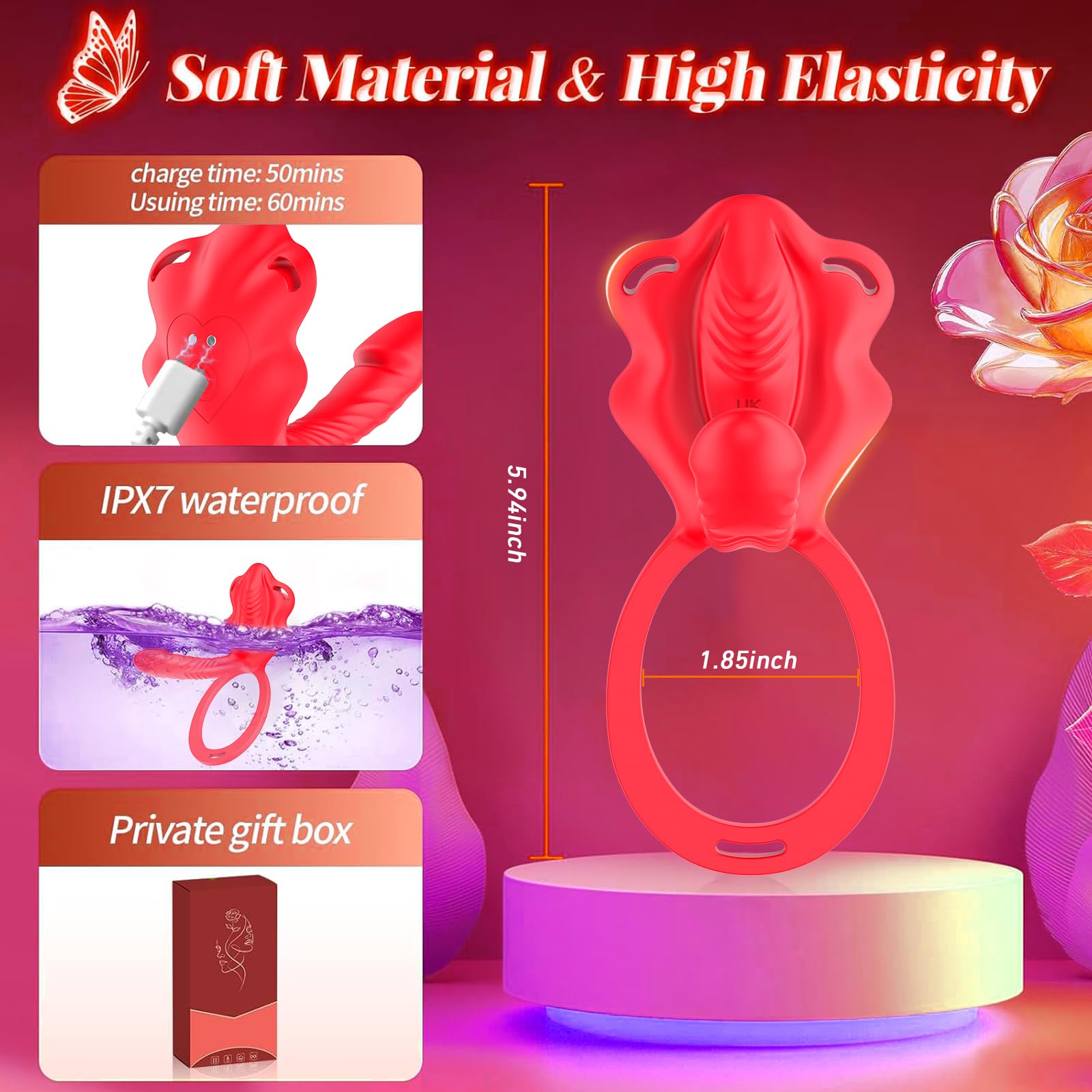 Juguetes Eróticos para Parejas, Anillo Vibrador Hombre y Mujer con Control Remoto, Estimulador Clítoris y Punto G, Bragas Vibradoras Discretas y Silencioso, 9 Modos Recargable USB