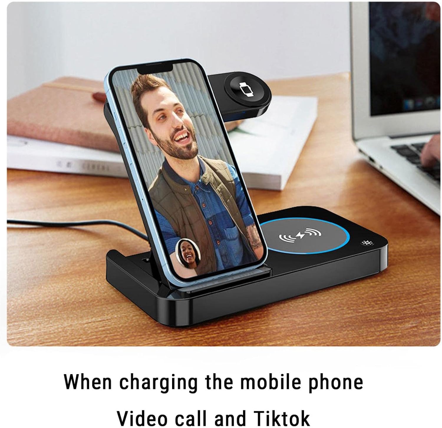 portable wireless charging station 3 in 1 charging station foldable multi function smart wireless charging station for multiple devices 15w wireless