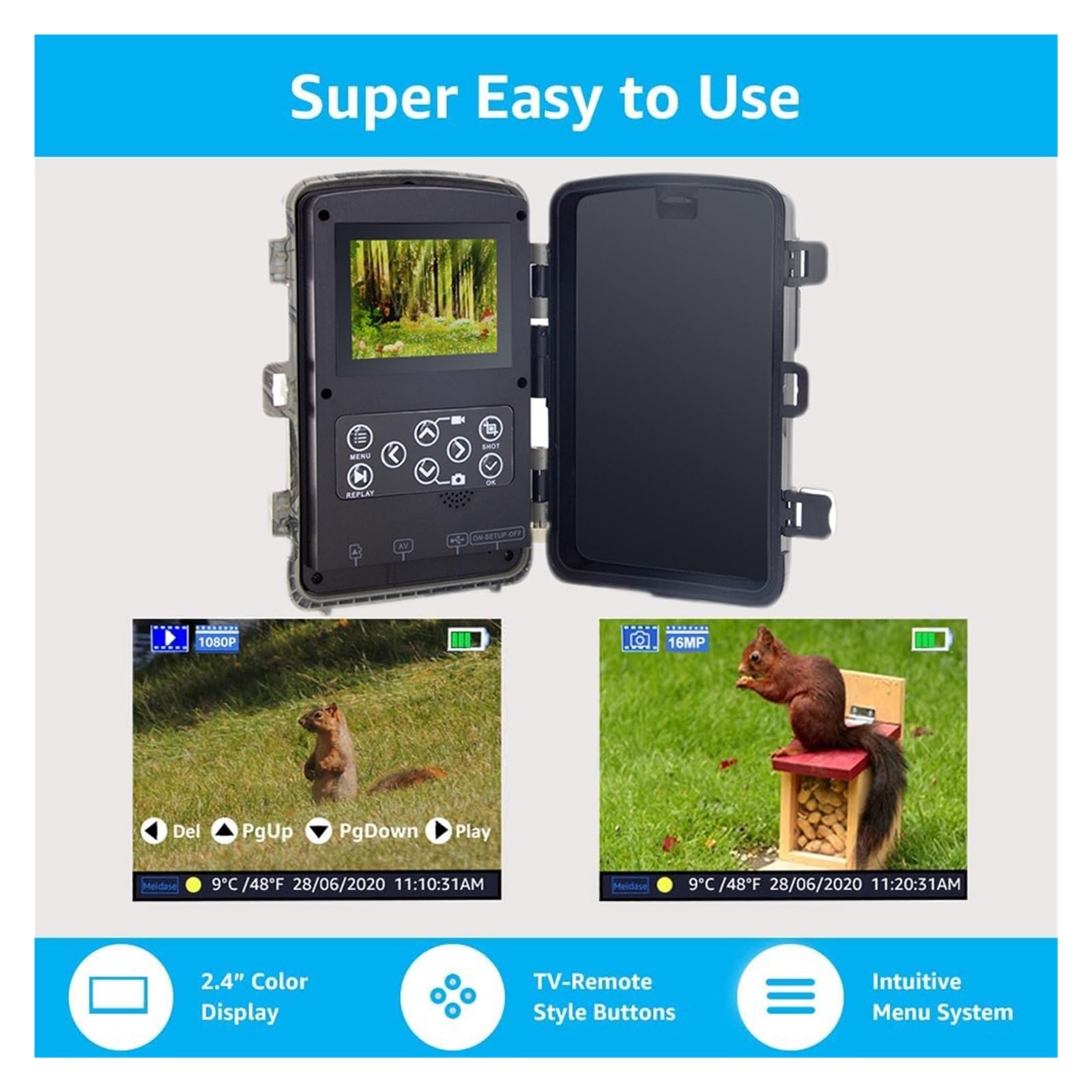 VChics Caméra de Chasse, Trail Camera 2.7K 48MP 940NM Caméra De Chasse Infrarouge Suivi Vitesse Déclenchement 0.3s IP66 Starlight Vision Nocturne Piège Jeu Cam