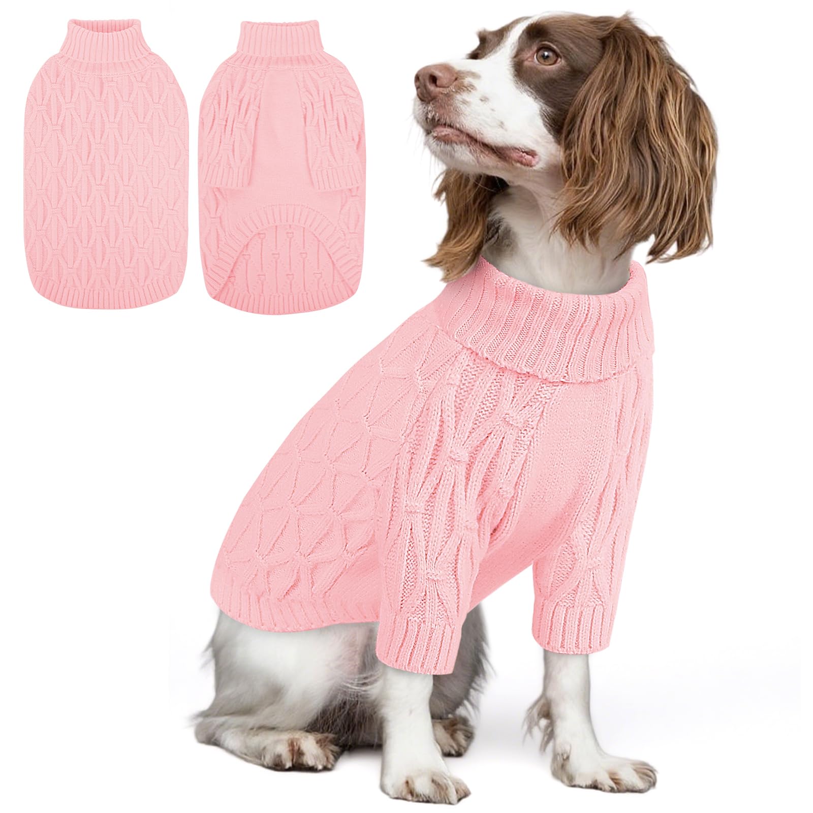 Queenmore Maglione Cane per Bulldog Francese, Maglioncino Cane Morbido e Caldo, per Razze Grandi come Whippet, Greyhound e Labrador, Rosa, L