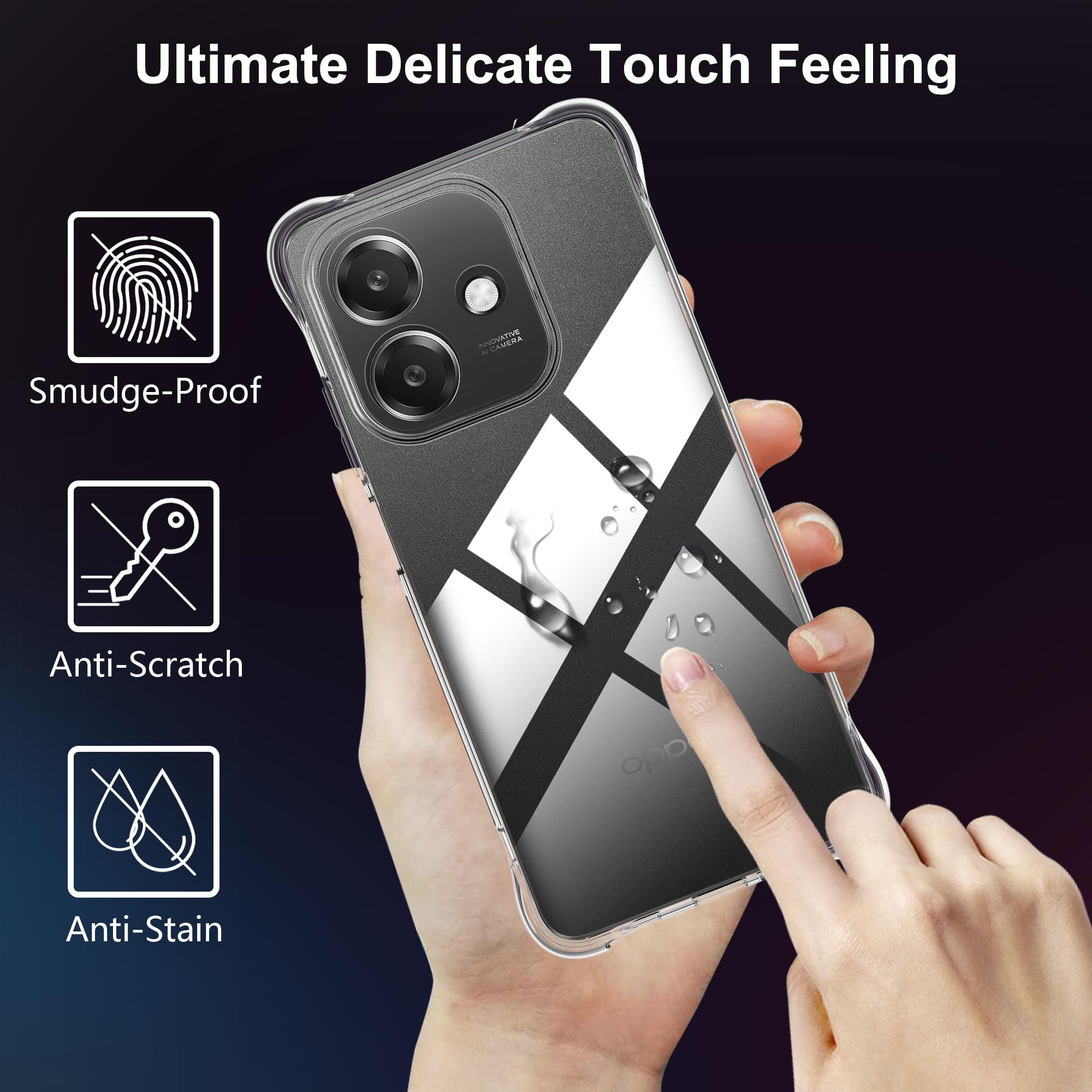 Rojeuinn Coque Pour Oppo A40/A40m/ A60 5G Protection Case+1 Pièce Verre Trempé Protection écran,Protecteur D'écran Ultra-Clair, Dureté 9H,Coque En Silicone TPU,Antichoc-Transparent