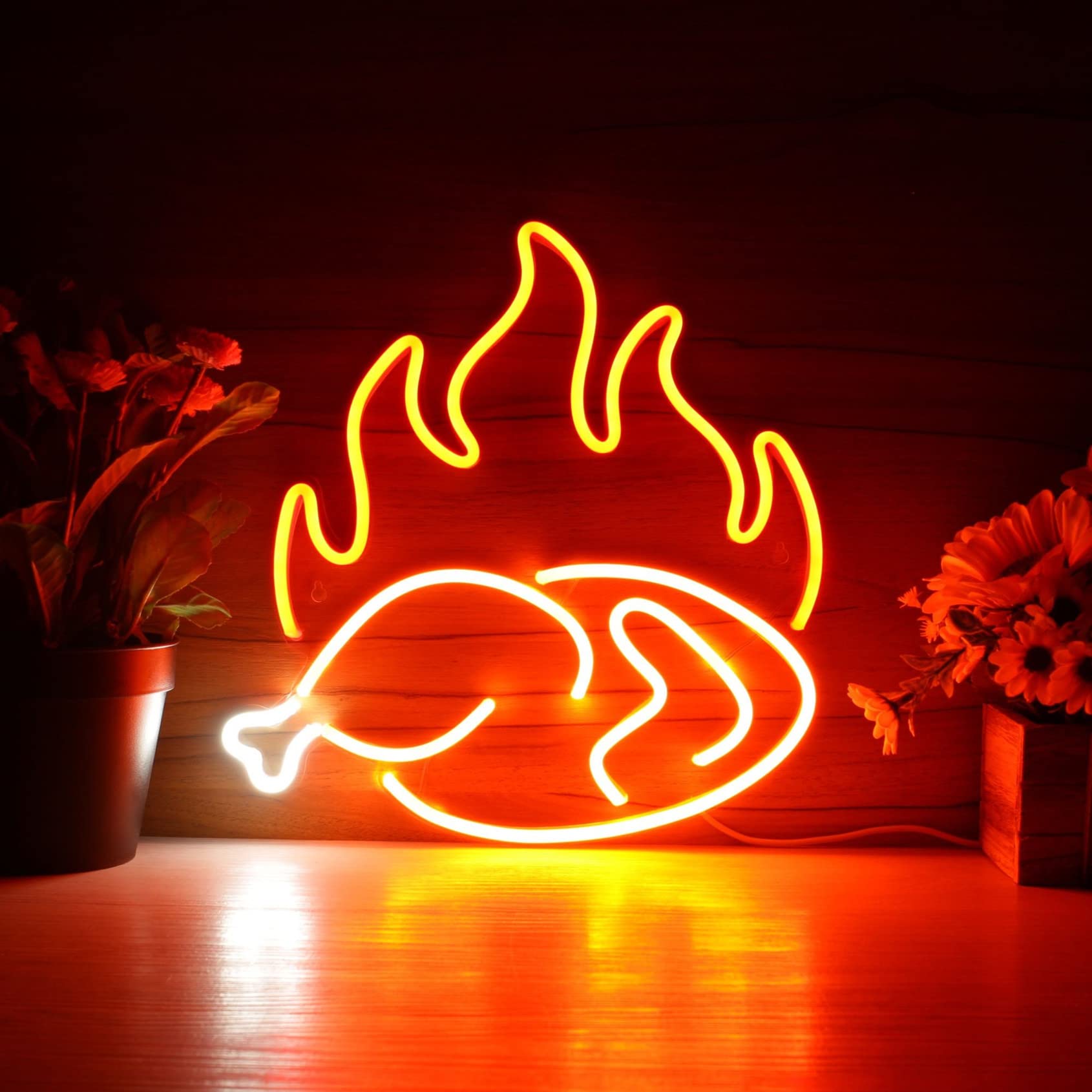 Insegna Al Neon LED A Forma Di Pollo – Luce Decorativa Per Ristoranti, Bar E Camere Con Telecomando - 5