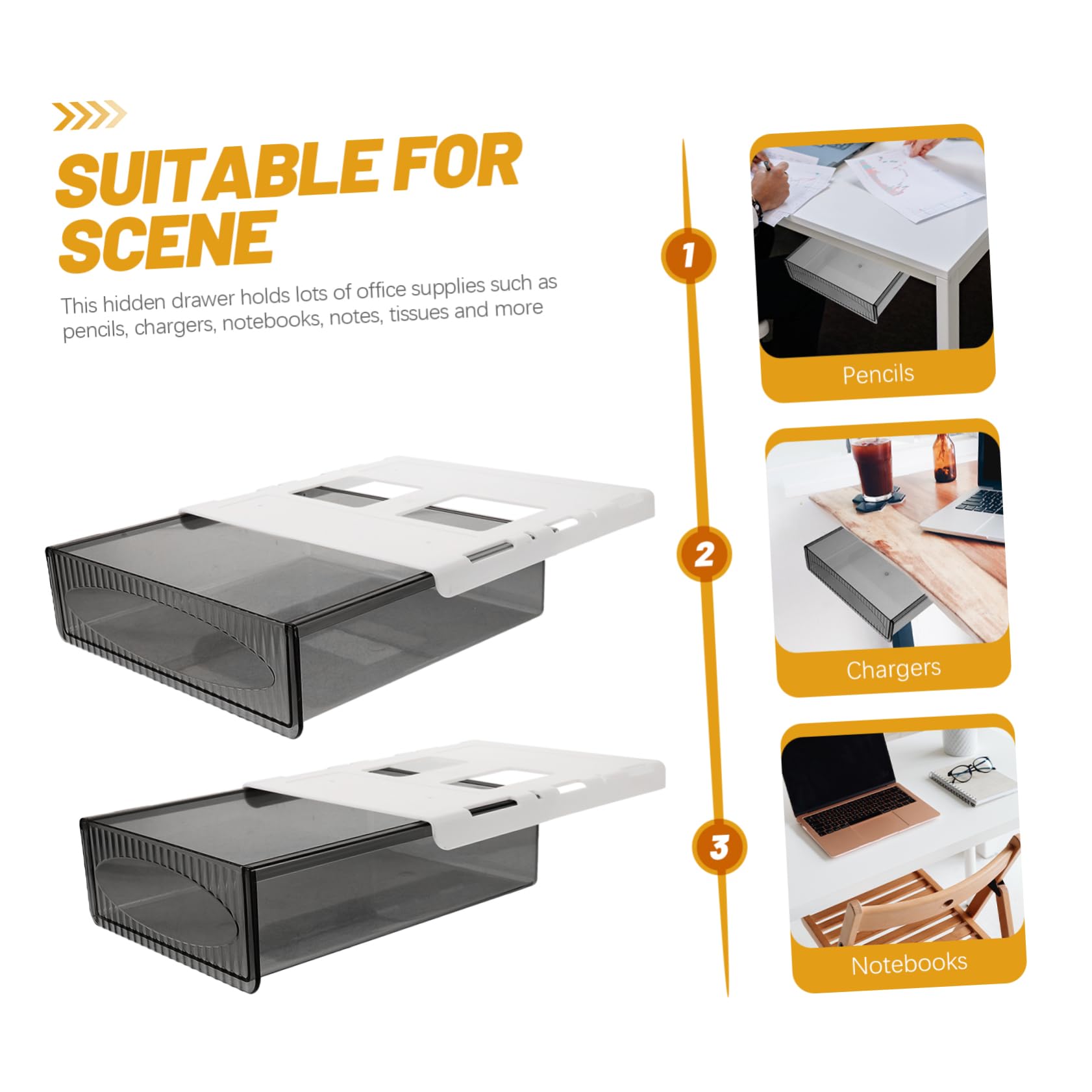 Mipcase 2pezzi Sotto la Scrivania Organizer per Scrivania in Buona Plastica Resistente e Durevole Facile da Aprire e Chiudere Salvaspazio per Uso Domestico e Ufficio