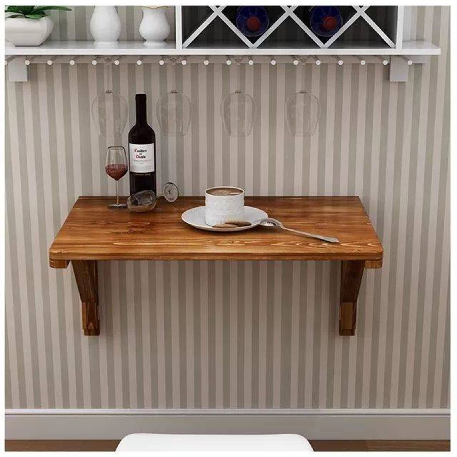 Table murale pliante en pin massif au design épuré et durable