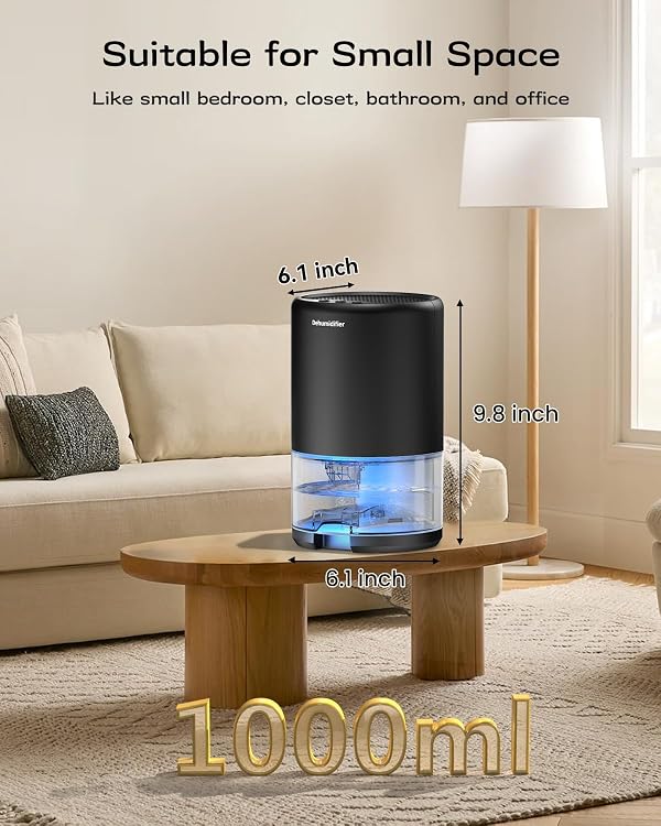 Dehumidifier, 35 oz Small Dehumidifiers for Home, Bathroom, Bedroom, Rooms, Ultra-Quiet with Sleep Mode, 7 Color Lights & Auto Shut Off, Compact & Portable for Closet, RV, Basement, Energy Saving by Lonxfy - Image 4