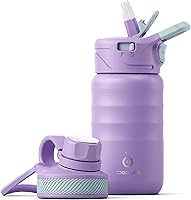 Vista 72 de Botella de agua aislada Ideus 12oz, botella de agua aislada de acero inoxidable para la escuela, botellas aisladas con popotes a prueba de fugas