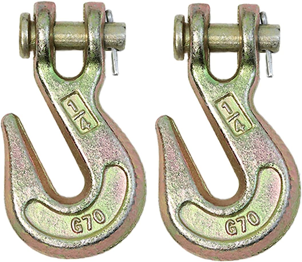 BoxerTool ¼” Forged Clevis Grab Hook Grade 70, 14,400lbs Breaking Strength, for Chain Hooks for Trailers and Towing (2 Pack)
