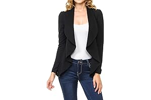 Women's Long Sleeve Classic Draped Open Front Lightweight Blazer