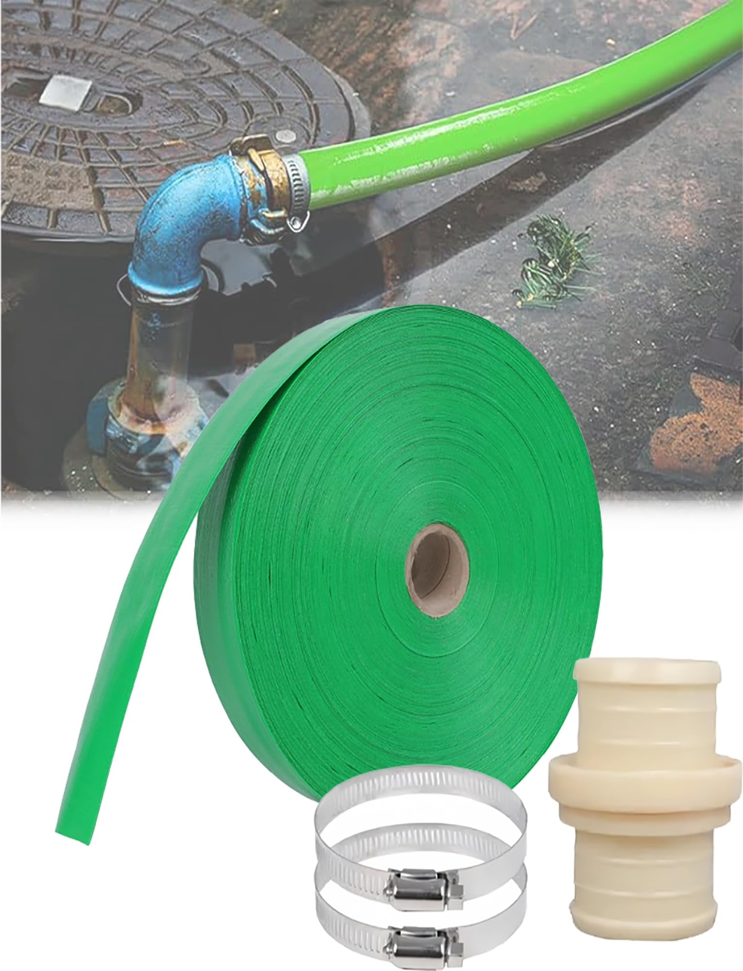 Tubo piatto da 65 mm per pompa dell'acqua da patio, stagno e piscina, tubo flessibile Dischar per un flusso d'acqua efficiente in vasche idromassaggio e giardini