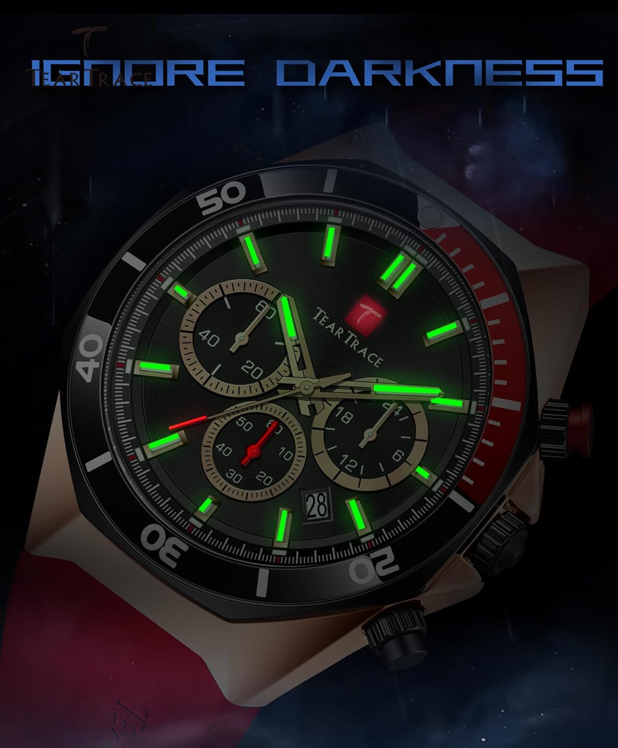 Men Watches Fashion Chronograph 3ATM Waterproof Quartz Casual Wrist Watches Multifunctional with Silicone Strap Work Watches for Men& Ideal Choice for Father's Day Gifts - Image 7