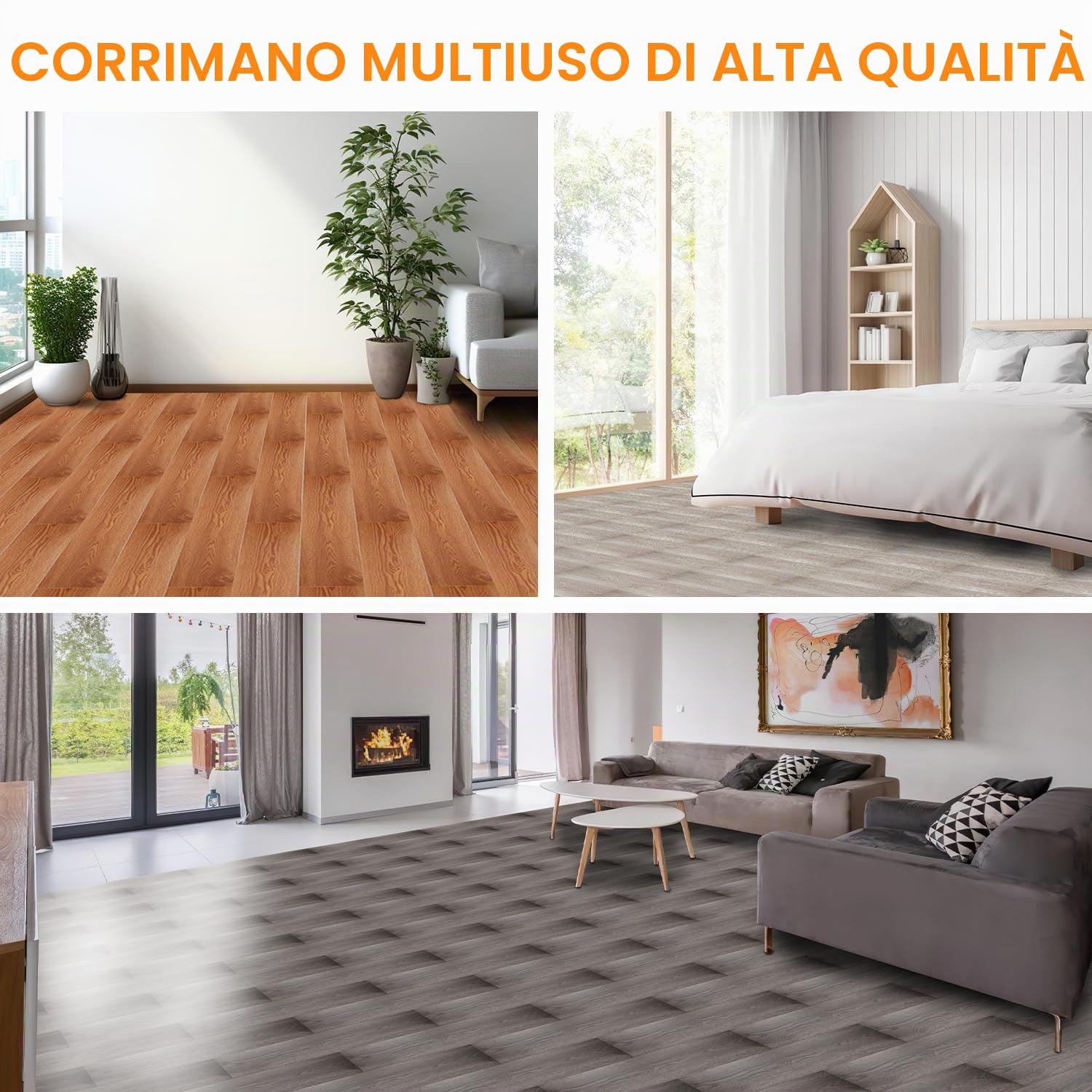 Rivestimento per pavimento in PVC autoadesivo, 91,5 cm x 15,2 cm x 1,5 mm, 10 m²/70 piastrelle, impermeabile, effetto legno, per cucina, bagno, rovere bianco