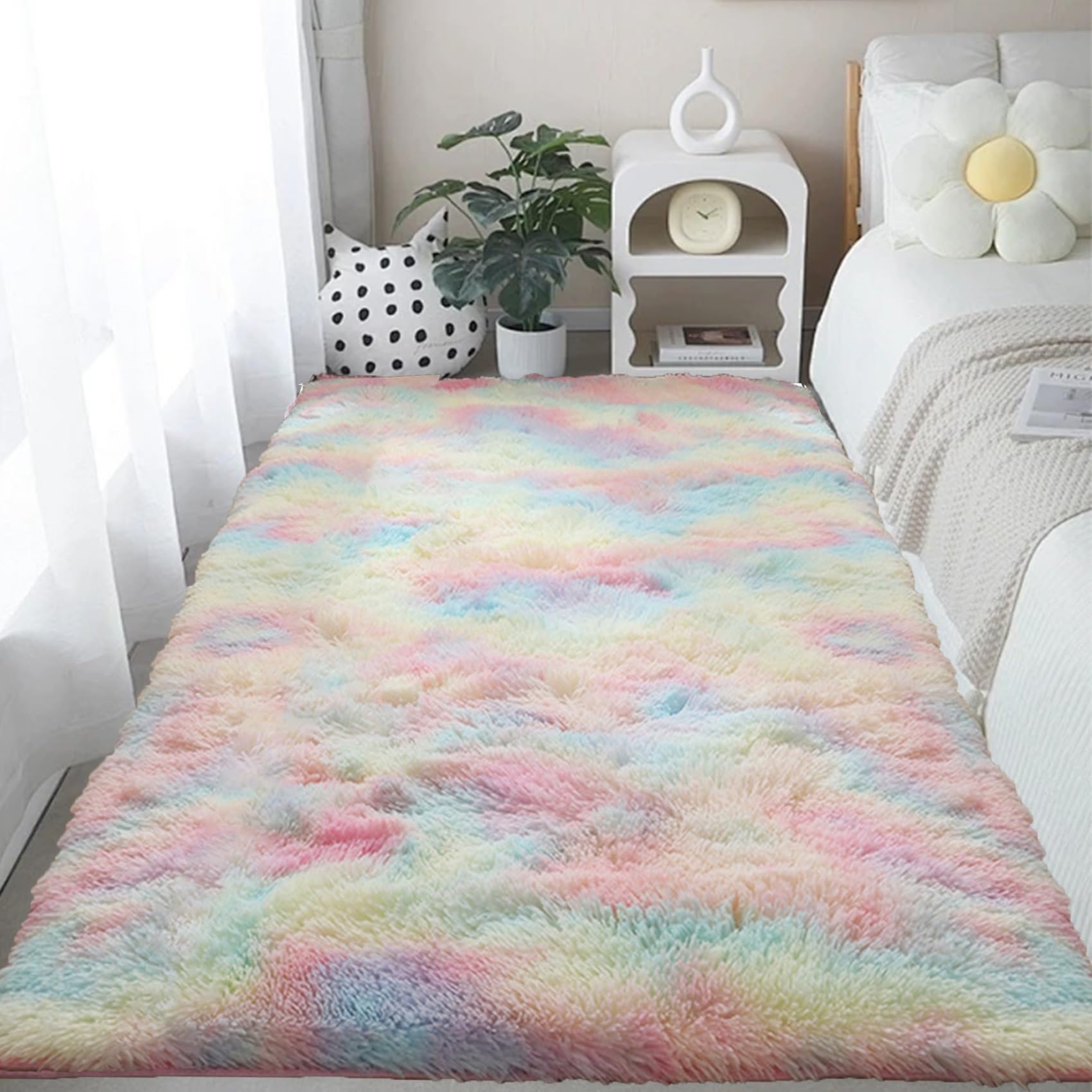 Teppich Shaggy Hochflor 200 x 290 cm, Spitzenqualität, Pflegeleicht Einfarbig, Flauschige Oberfläche, Robust, für Badezimmer Flur Waschbarer Langflor Teppich, Mehrfarbig