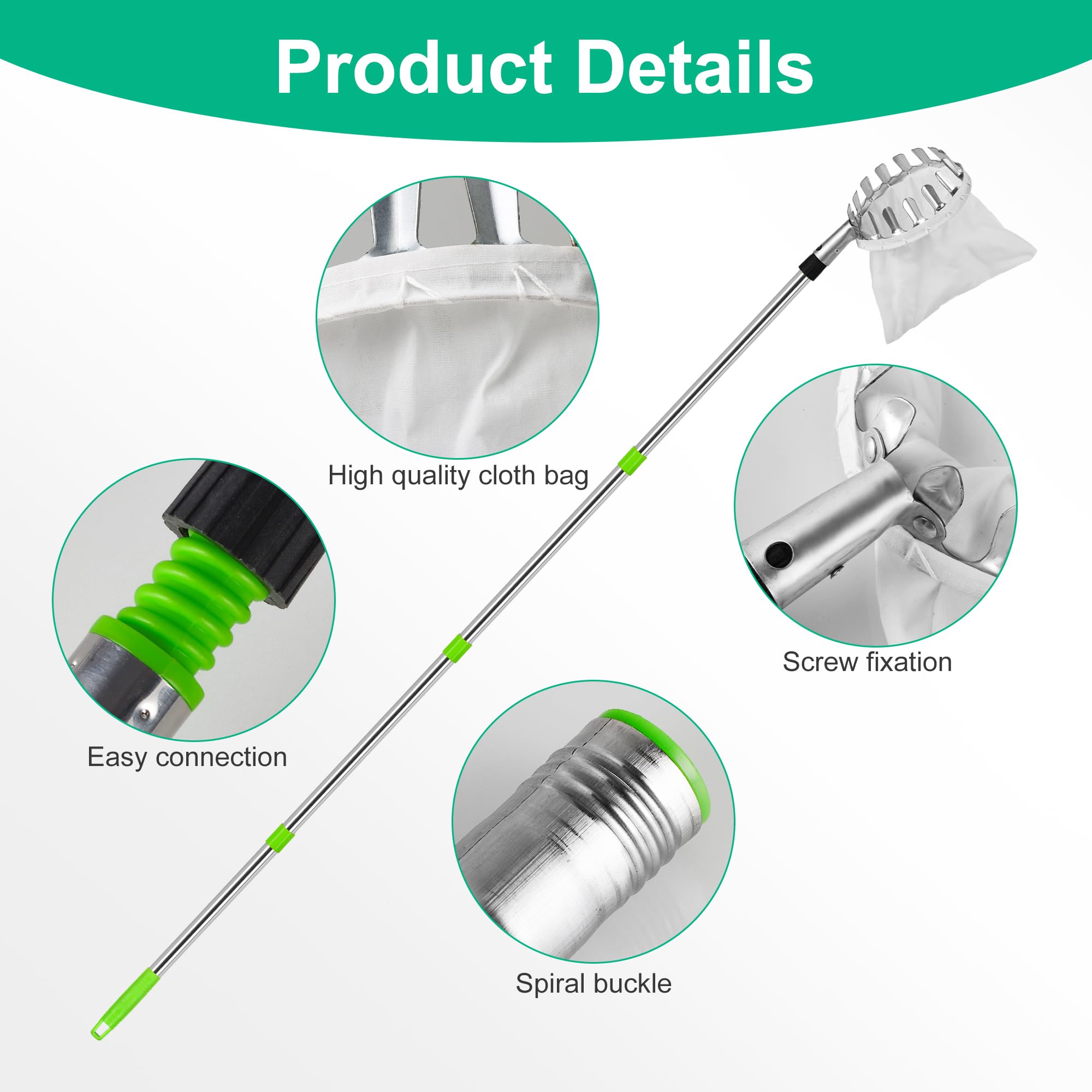 DiDiBirDi Obstpflücker 2-teilig - Obstgreifer Mit Teleskopstange