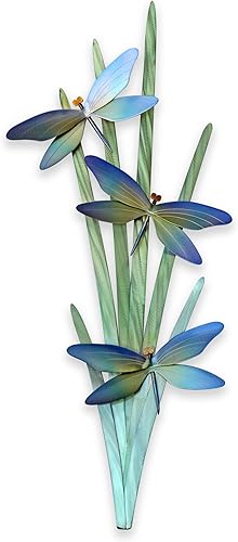 T.I. Design Dragonflies in Marsh - Decoración de pared de metal contemporánea para casa de campo de lago costero