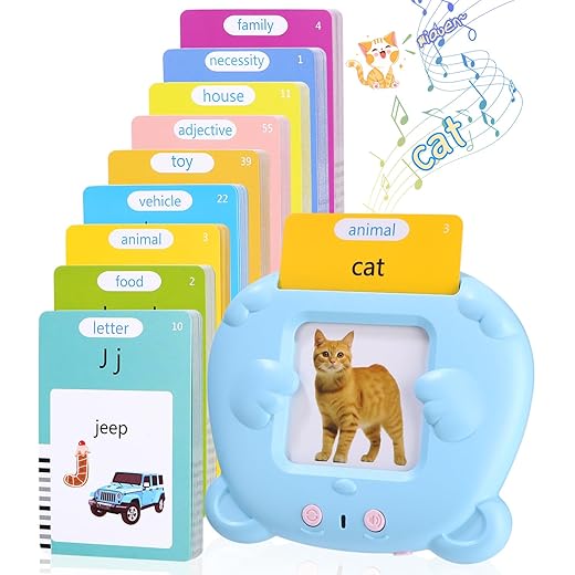 Sobeau Sprechende Flash-Karten,Englisch, Lernkarten Kinder 255 Blätter 510 Wörter,Lernspielzeug Für Kinder Für 1-6 Jahre Alt, Wörter Lernen Interaktives,Vorschule Geschenk Spielzeug