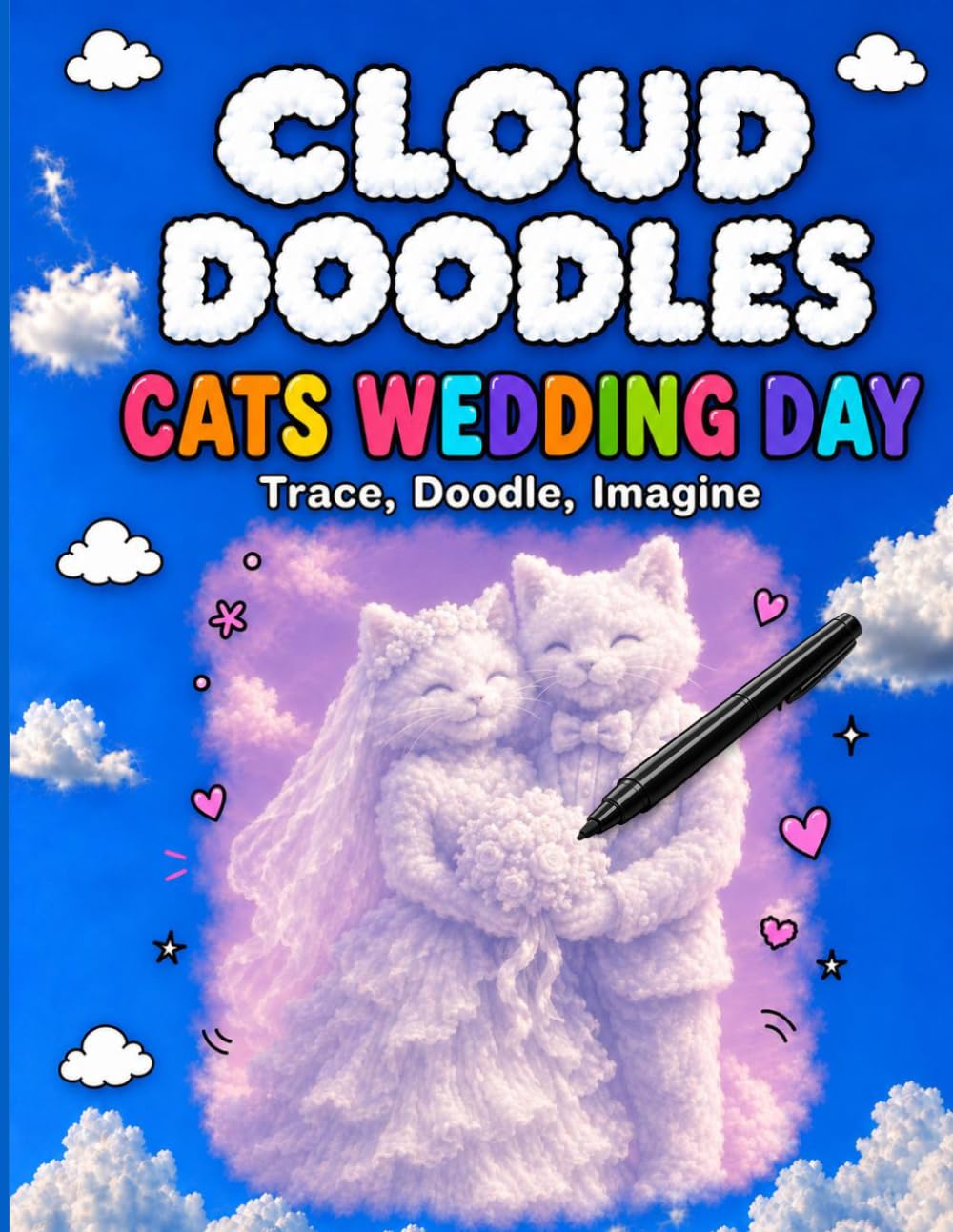 Cloud Doodles Cats Wedding Day: Trace Doodle Imagine An Activity Book with a Difference
