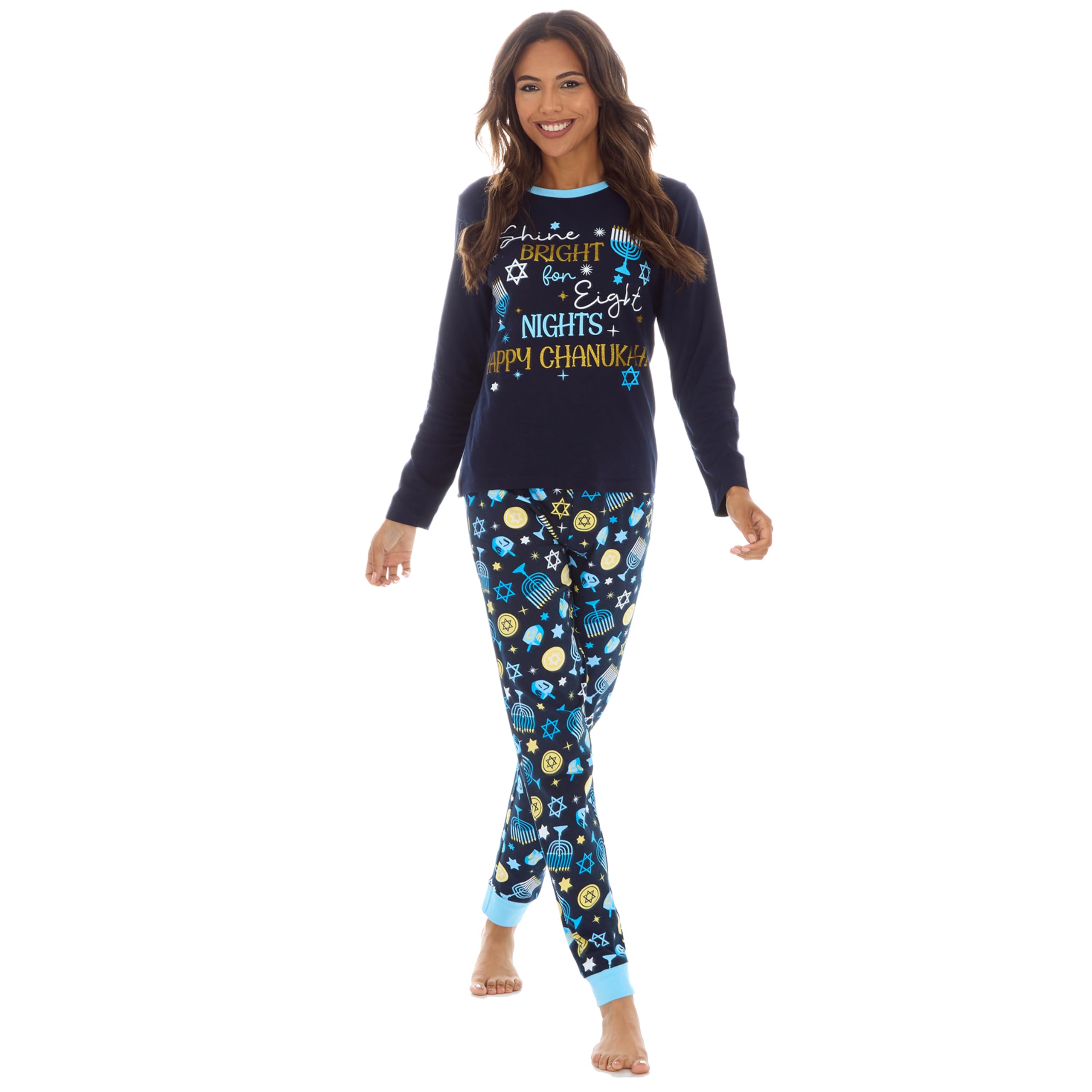 WS-AW23 Ladies Chanukah Pyjamas Hanukkah Pyjama Set Cotton Long Sleeved Small