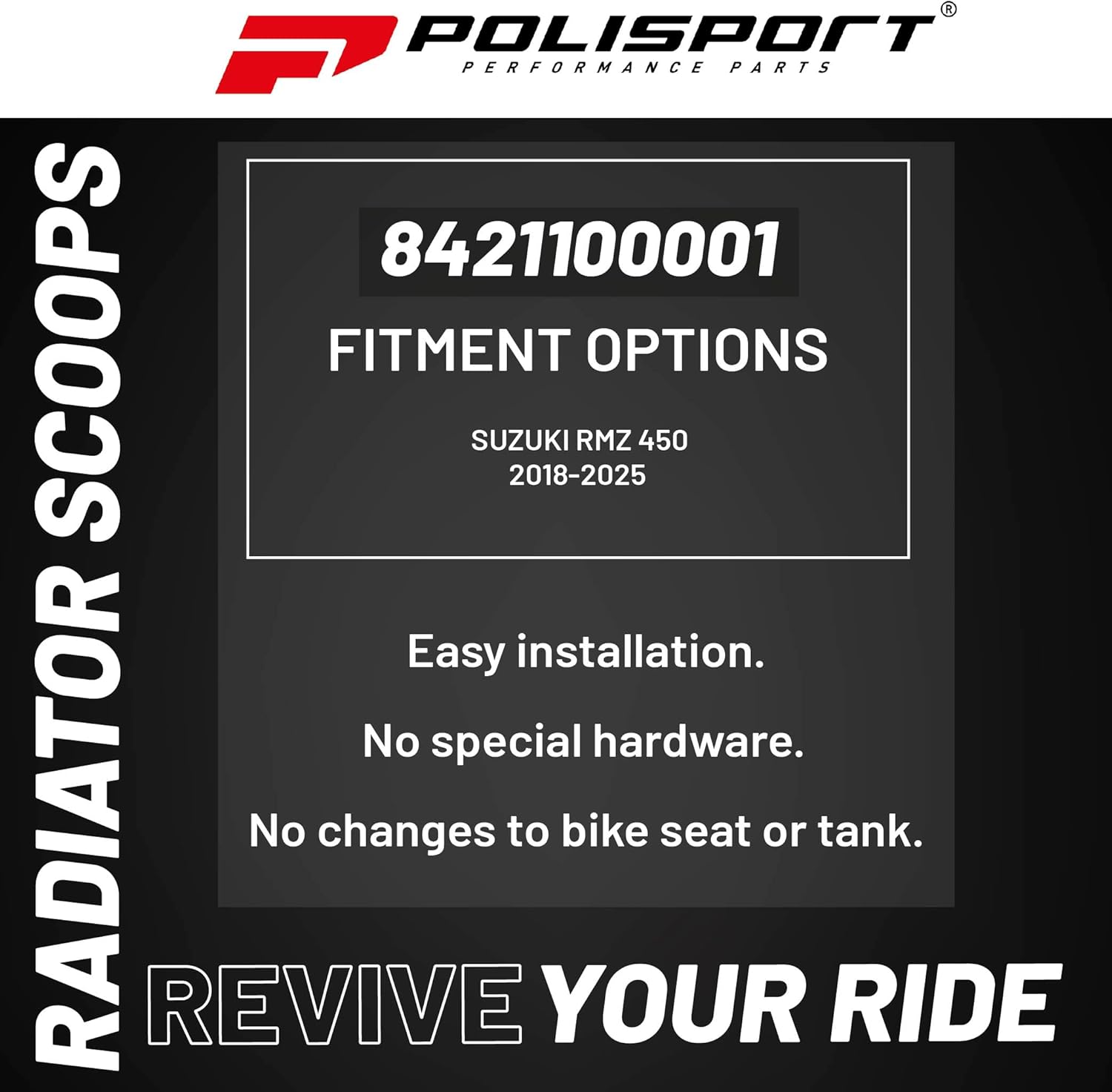 Polisport Radiator Scoops – Yellow/Black Panels for Suzuki RMZ 450 (2018-2025) Suzuki RMZ 250 (2019-2025)– OEM Fit, Glossy Finish, Lightweight & Impact-Resistant, Easy Installation