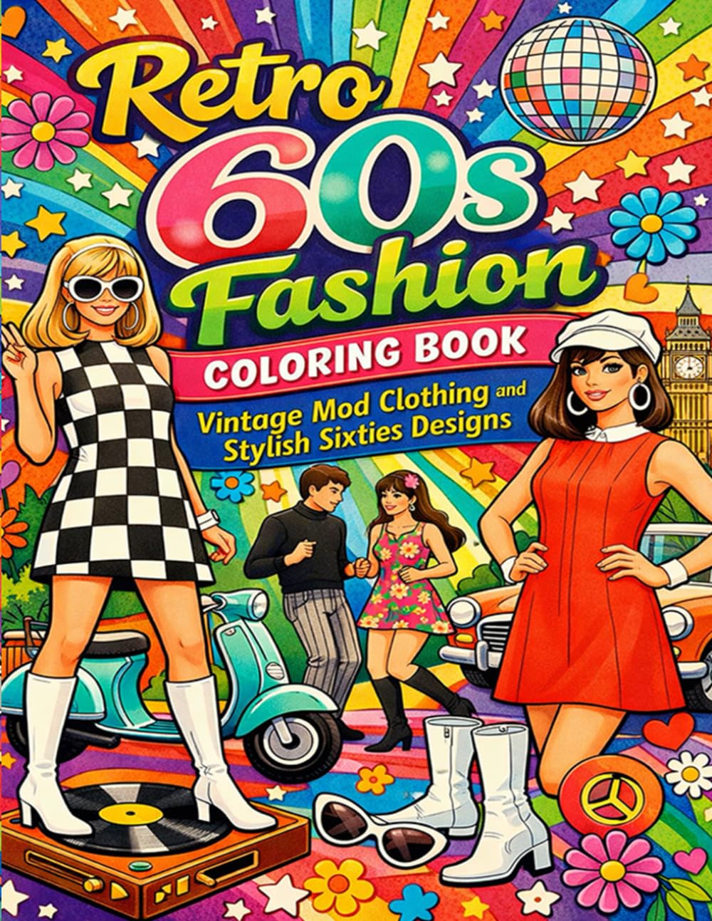Retro 60s Fashion Coloring Book: Vintage Mod Clothing and Stylish Sixties Designs