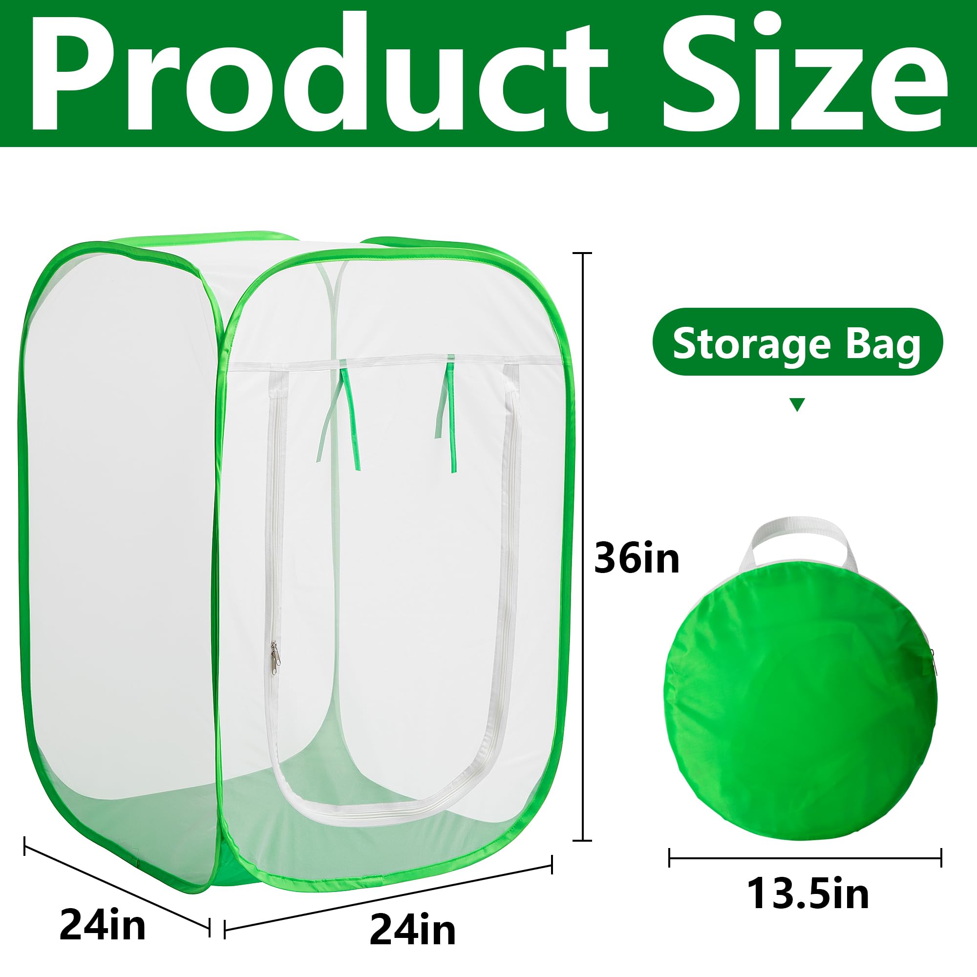 Condition photo showing New/Like New for 24"x24"x36" pop up garden mesh plant cover, plant protectors mesh enclosure | garden net cage pest protection guard tent with storage bag, crop cage for protect plant vegetable fruit from birds insects