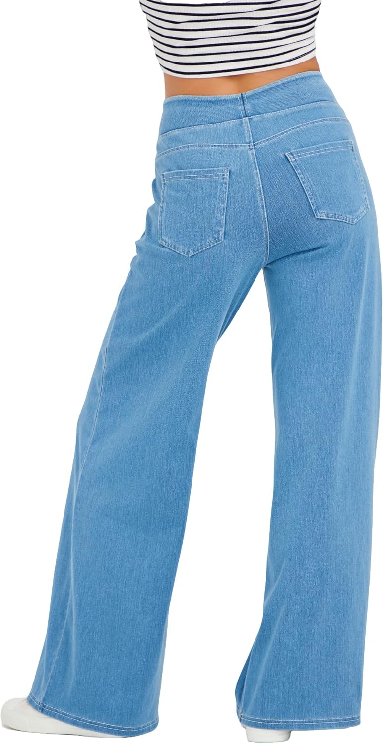 Denim Wide Leg Pants for Women,High Waisted and Slimming,Straight Tube,Loose fit,High Elasticity Jeans with Pockets - Image 4